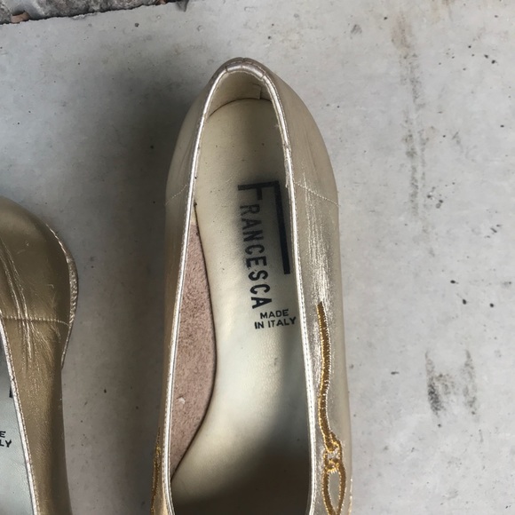 Francesca Made in Italy Leather Espadrilles Colour White Gold - Picture 7 of 8